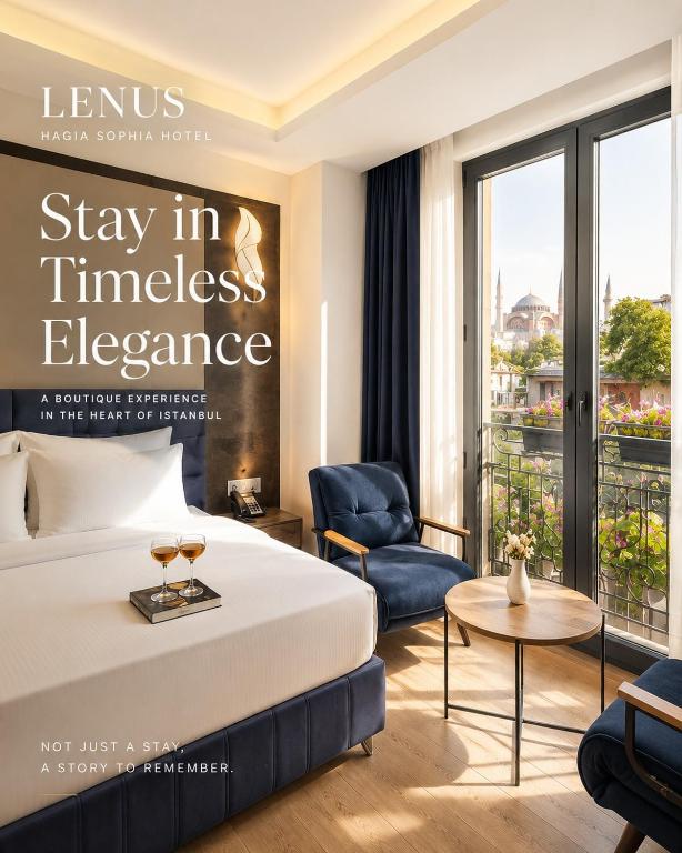 a hotel room with a bed and a chair at Lenus Hagia Sophia Hotel in Istanbul