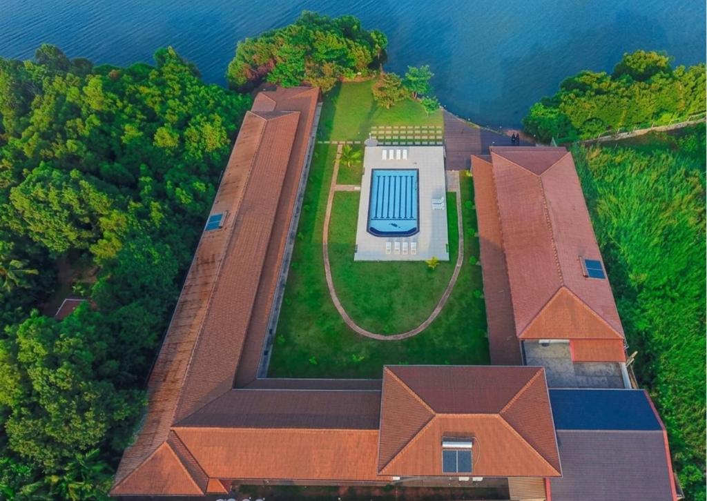 an aerial view of a house with a swimming pool at Nilakma Lagoon in Negombo
