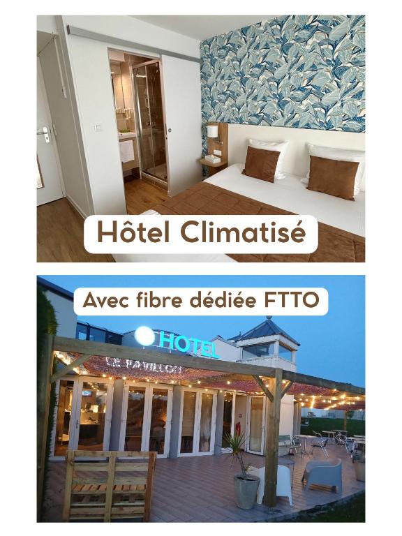 a collage of two pictures of a hotel and a hotel clinic at Hôtel Le Pavillon de Saint-Lô in Saint Lo