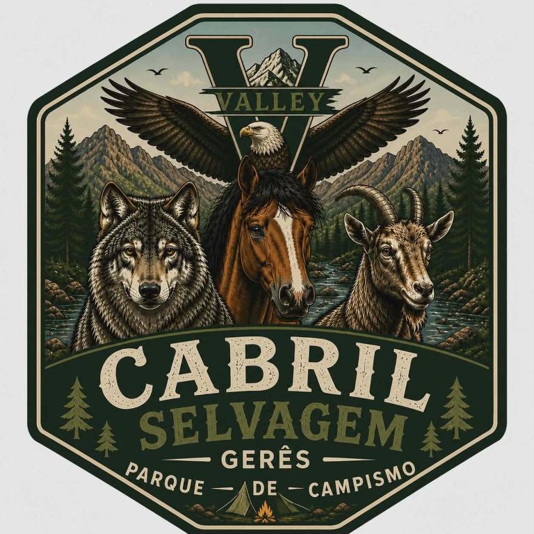a label for a bearclaw brewery with animals and an eagle at Valley Cabril Selvagem in Cabril