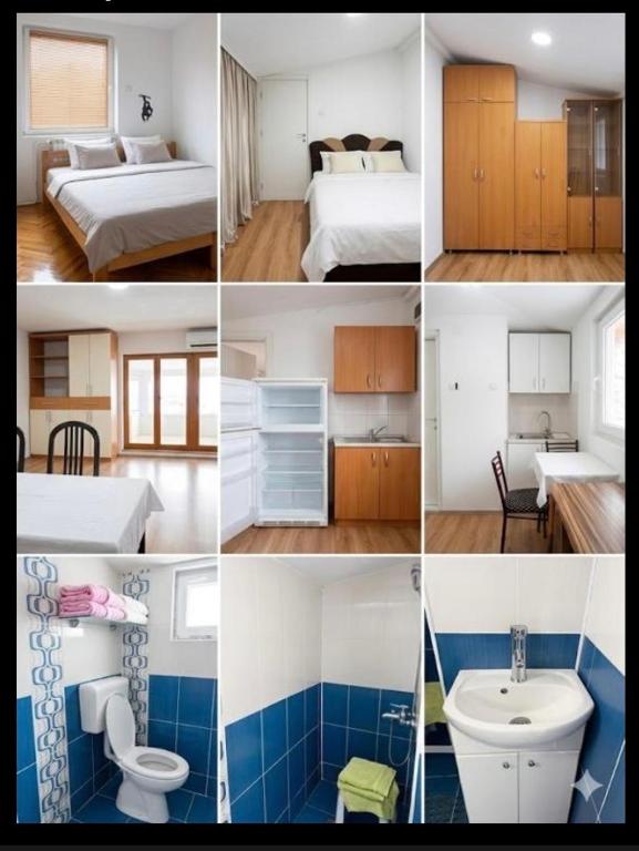 a collage of four different pictures of a room at Mountain View Retreat near Pelister National Park, Huge Garden, Hiking Paradise in Nižepole