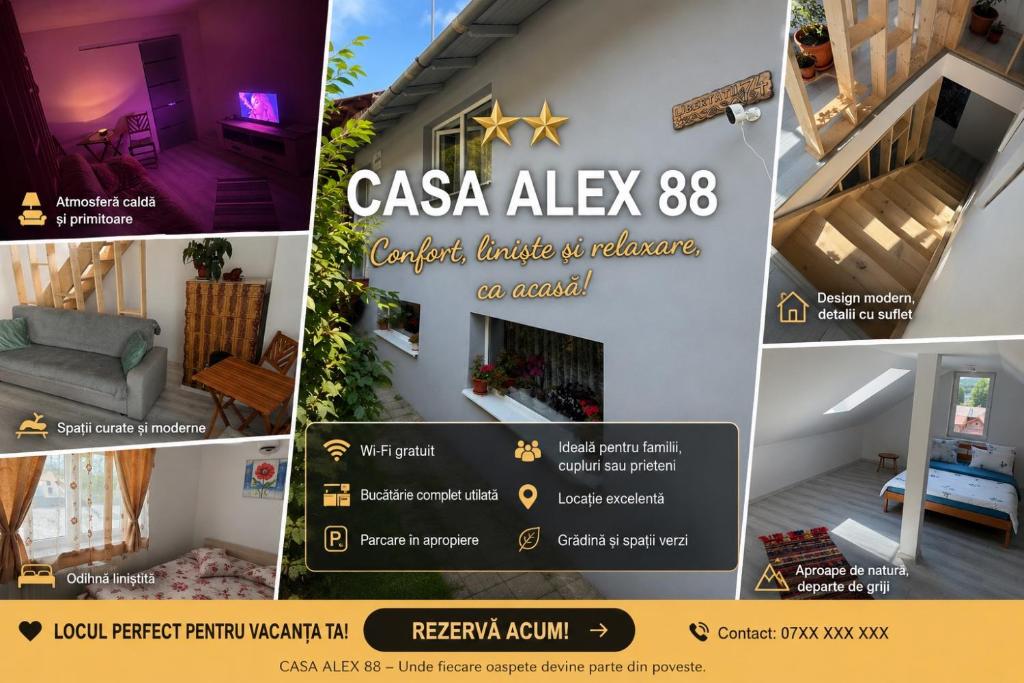a collage of pictures of a house at Alex88 in Buşteni