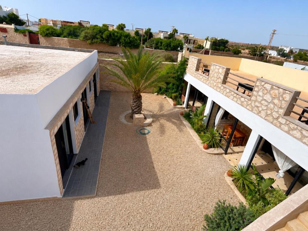 an aerial view of a building with a palm tree at Kaouki paradise tafoukt in Essaouira