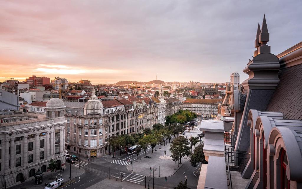 an aerial view of a city with buildings at The One Monumental Palace in Porto