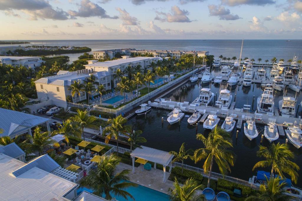 an aerial view of the marina at the resort at Hilton Key West Resort & Marina in Key West