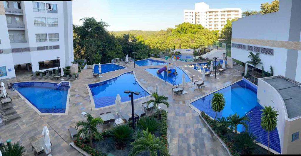 an overhead view of a pool at a hotel at Flat com parque aquatico in Rio Quente