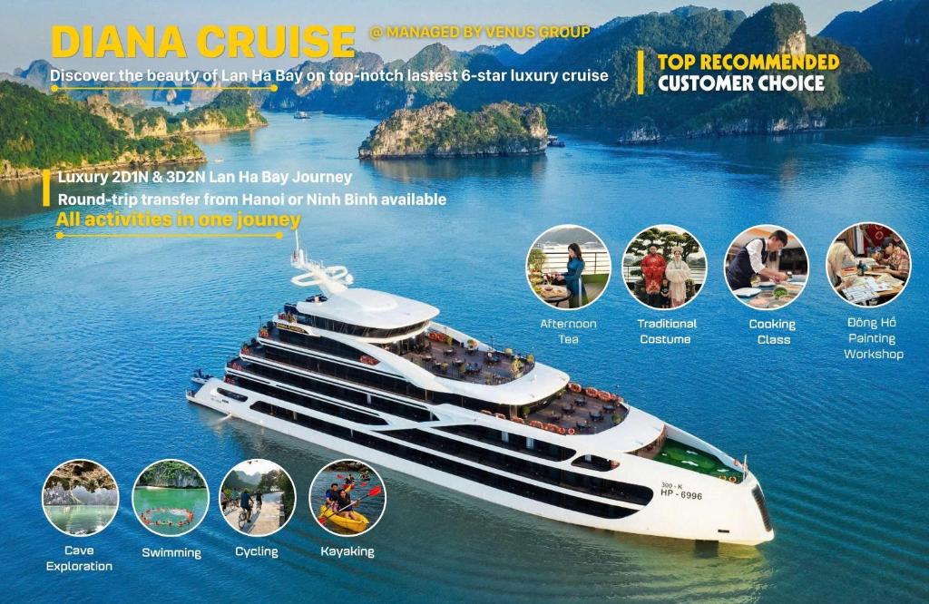 a poster of a cruise ship in the water at Diana Cruises Halong Bay - Luxury by Venus Group in Ha Long