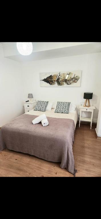 a bedroom with a large bed with at EL RINCON DE LUZ in Padrón
