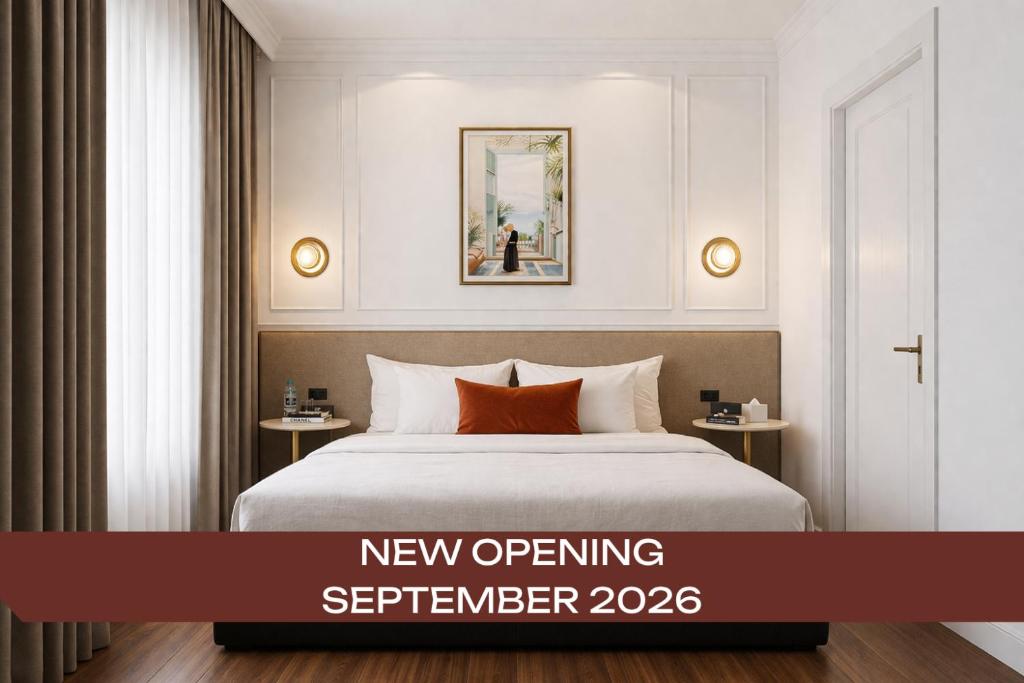 a new opening september poster of a bedroom at Hôtel Beauvoisin in Paris