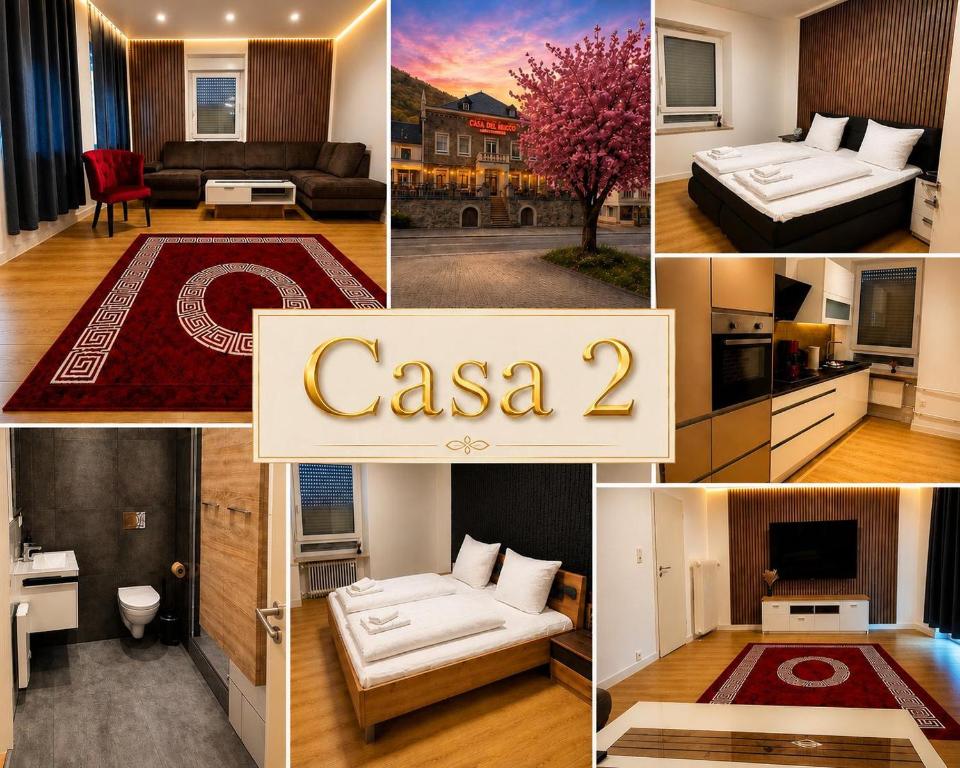 a collage of photos of a hotel room at Casa del Mondo 2 in Sankt Aldegund