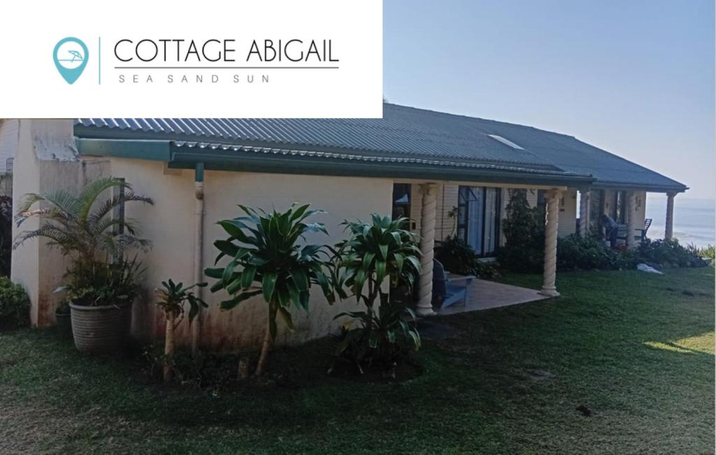 a house with palm trees in front of it at Beach Cottage Abigail in Southbroom