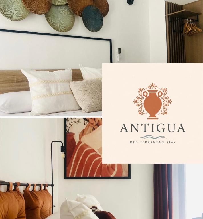 a collage of pictures of a room with an antica sign at Antigua 22 in Monopoli