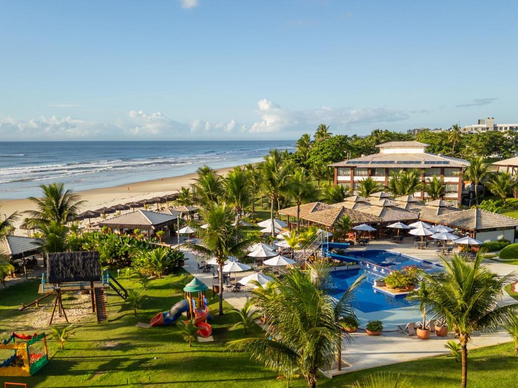 an aerial view of the resort and the beach at Hotel Praia do Sol in Ilhéus