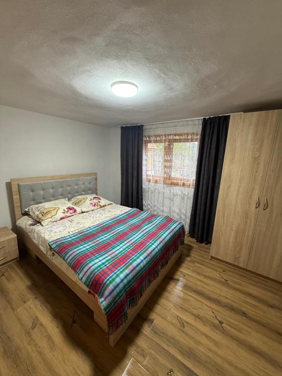 a bedroom with a bed and a window at Casa din Deal in Runc