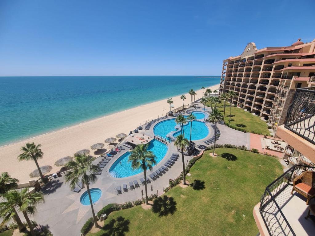 an aerial view of the beach and the resort at Sonoran Sea 2 Bedroom 2 Bath 7th Floor in Puerto Peñasco