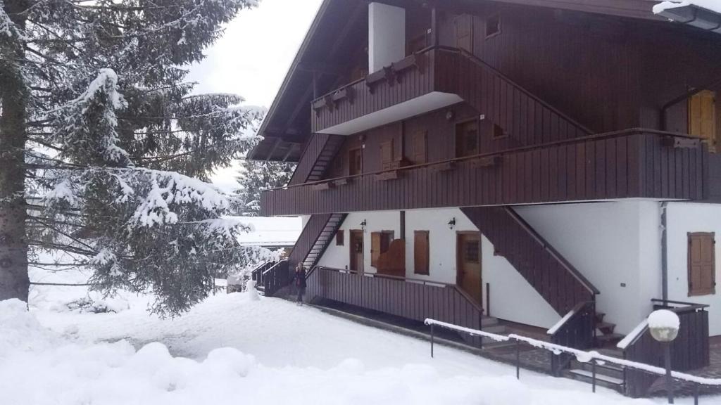 ボルカ・ディ・カドーレにあるTitti house Cortina Dolomitesの雪の建物