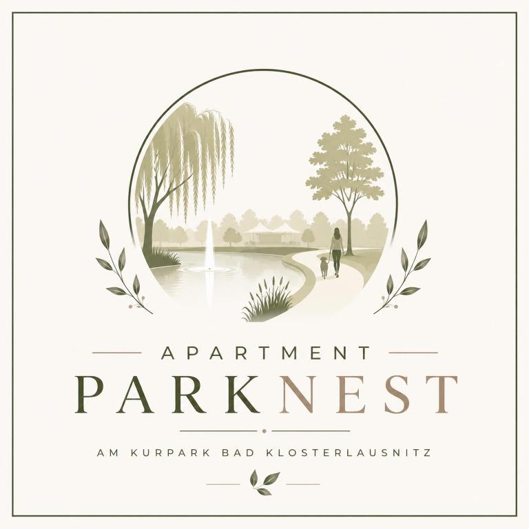 a picture of a park with a pond and a tree at ParkNest - Apartment am Kurpark in Bad Klosterlausnitz