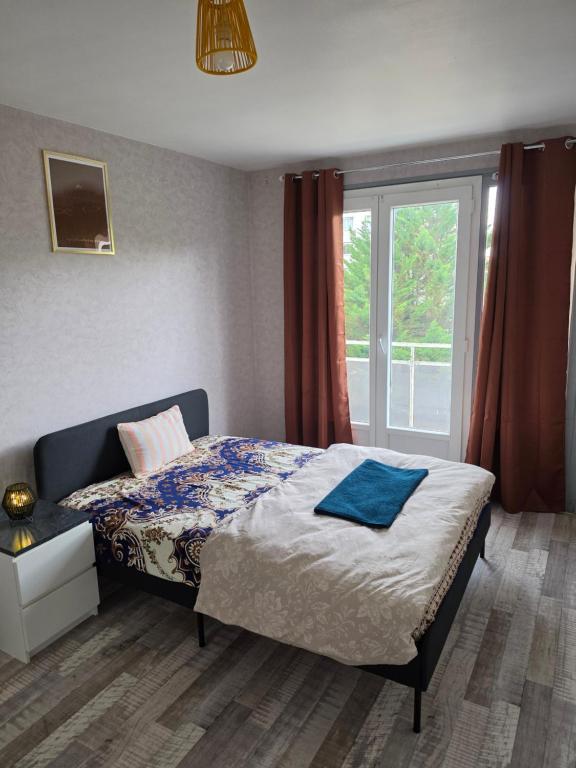a bedroom with a bed and a window at Jenni Guest in Dijon