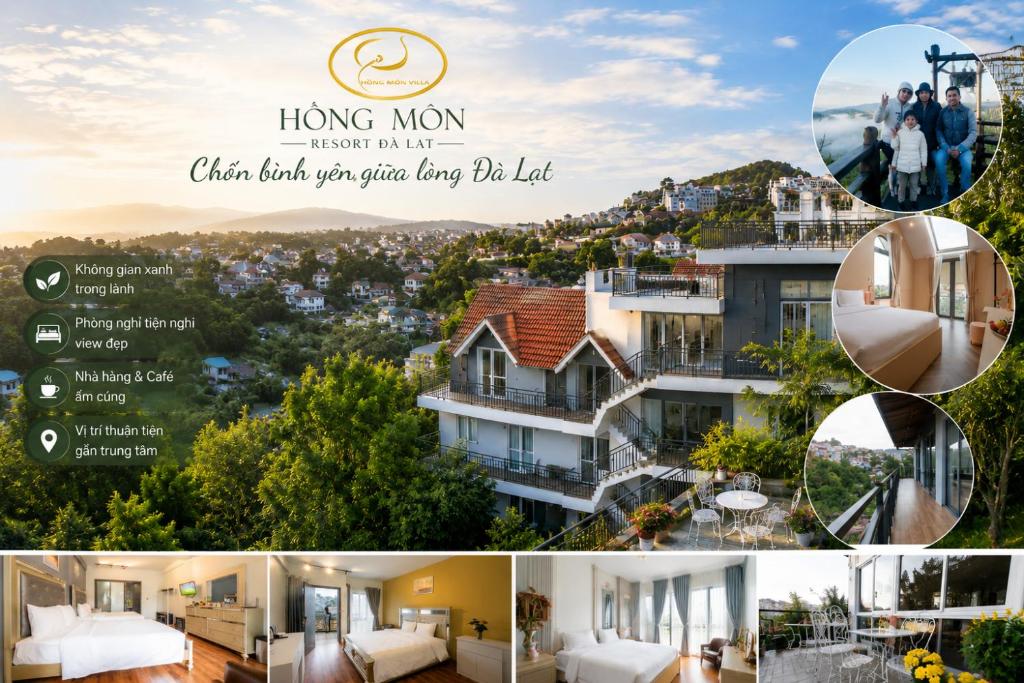 a collage of photos of a house at Hồng Môn Resort Đà Lạt in Da Lat