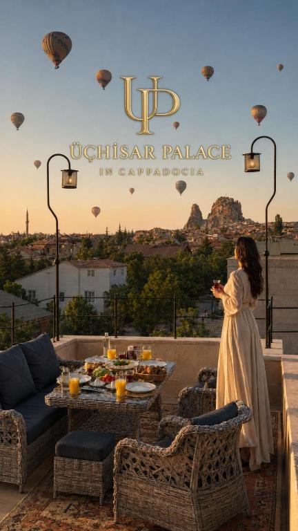 a woman standing on top of a roof at Üçhisar Palace İn Cappadocia in Uçhisar