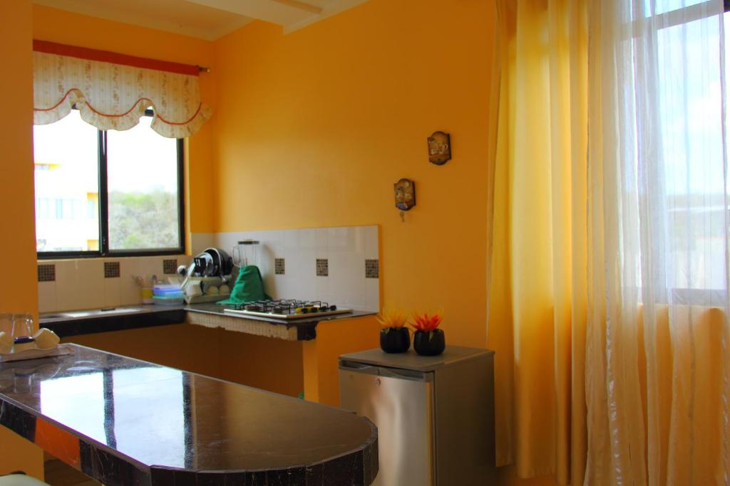 A kitchen or kitchenette at Hostal Duncan