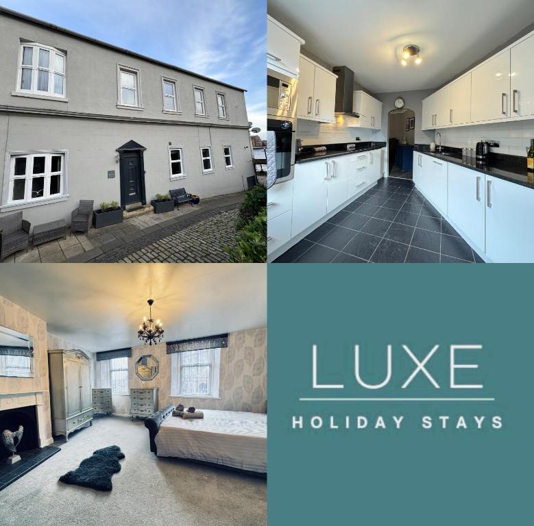 a collage of four pictures of a house at Riverside House, North Shields Fish Quay in North Shields