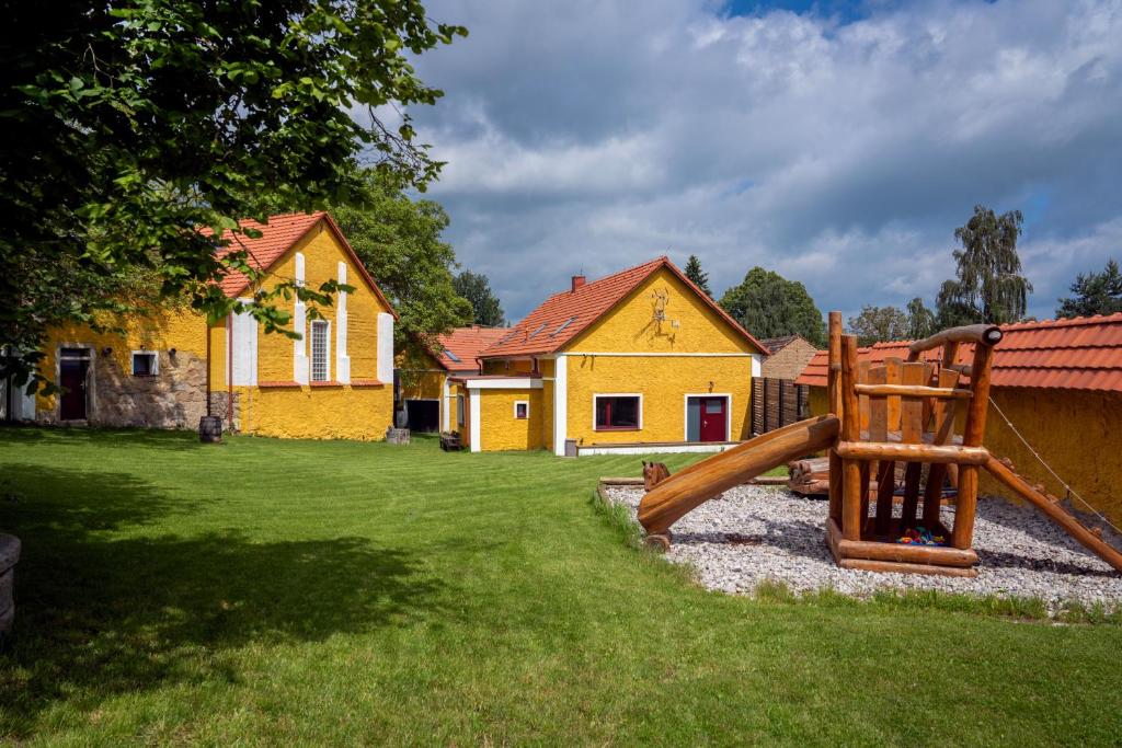 a playground in the yard of a house at statek P22 in Semněvice