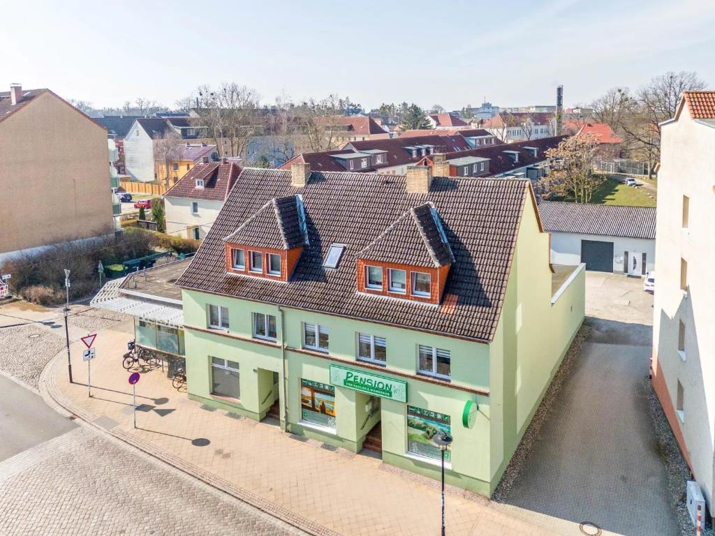 an overhead view of a building in a city at Pension in Malchin in Malchin