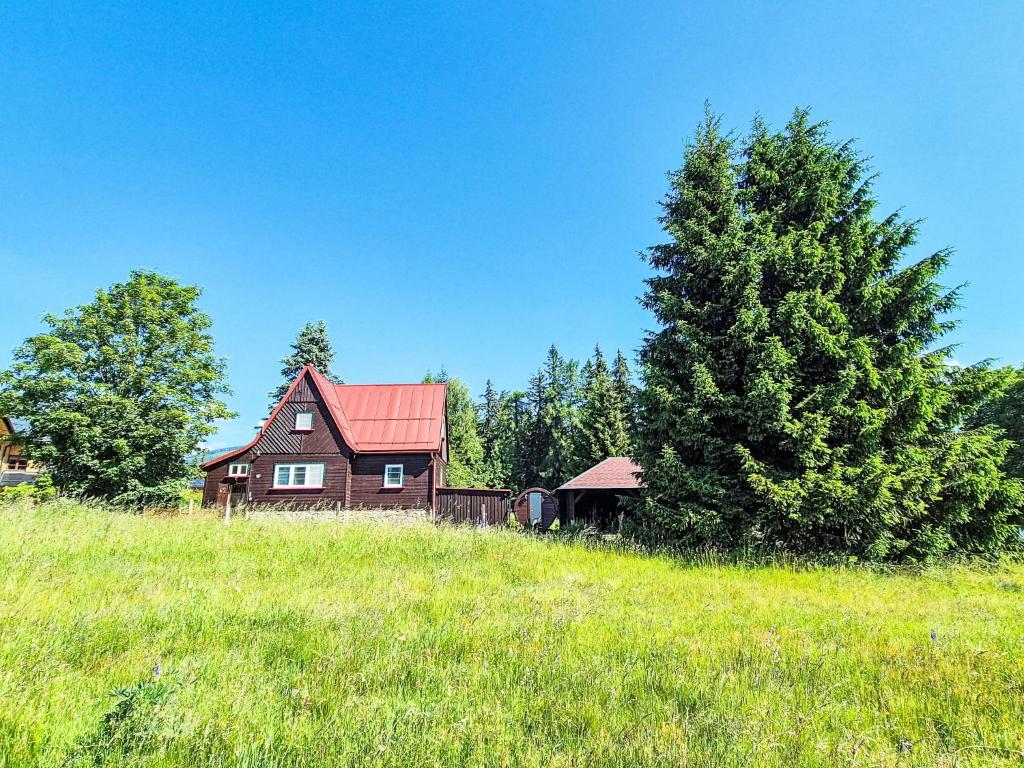 a house on a hill in a field with a tree at Chalet Golden View by Interhome in Janske Lazne