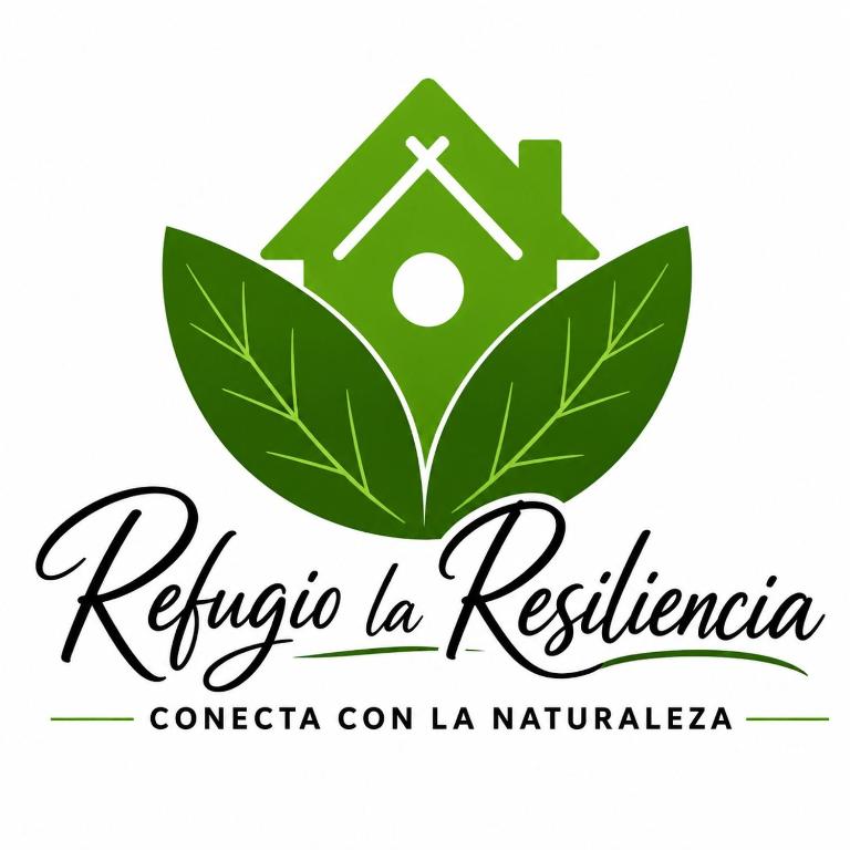 a logo for a real estate company with green leaves at Refugio la Resiliencia in Algarrobo