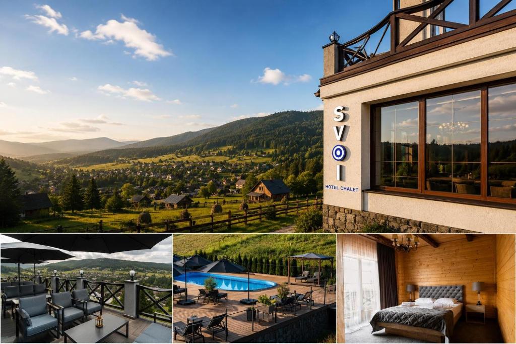 a collage of photos of a hotel with a view at SVOI Hotel in Palyanytsya
