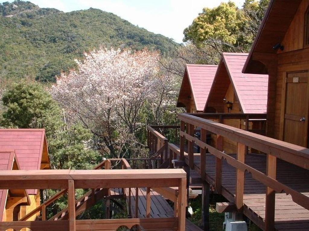a view from the deck of a cabin at Strawberry Farm Shirasaki in Yura