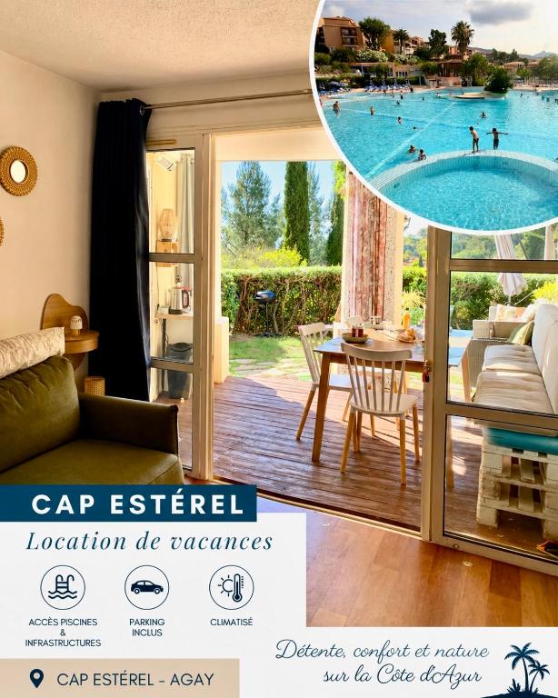 Classé Premium CAP ESTÉREL FH007 jardin privatif clos Terrasse vue mer Piscine chauffée Climatisation Parking