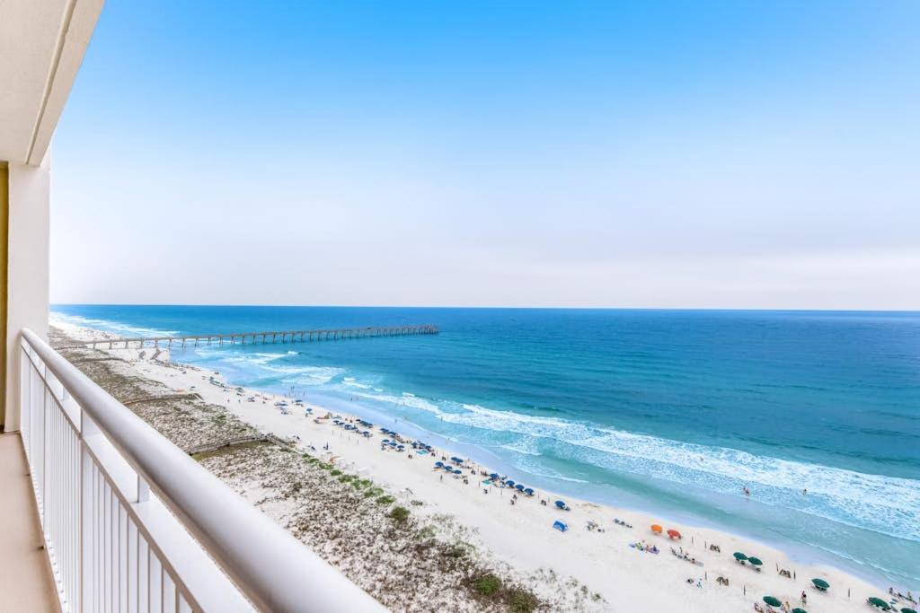 a view of the beach from the balcony of a condo at Spacious Gulf Front Condo with Private WD and Shared Pool in Navarre