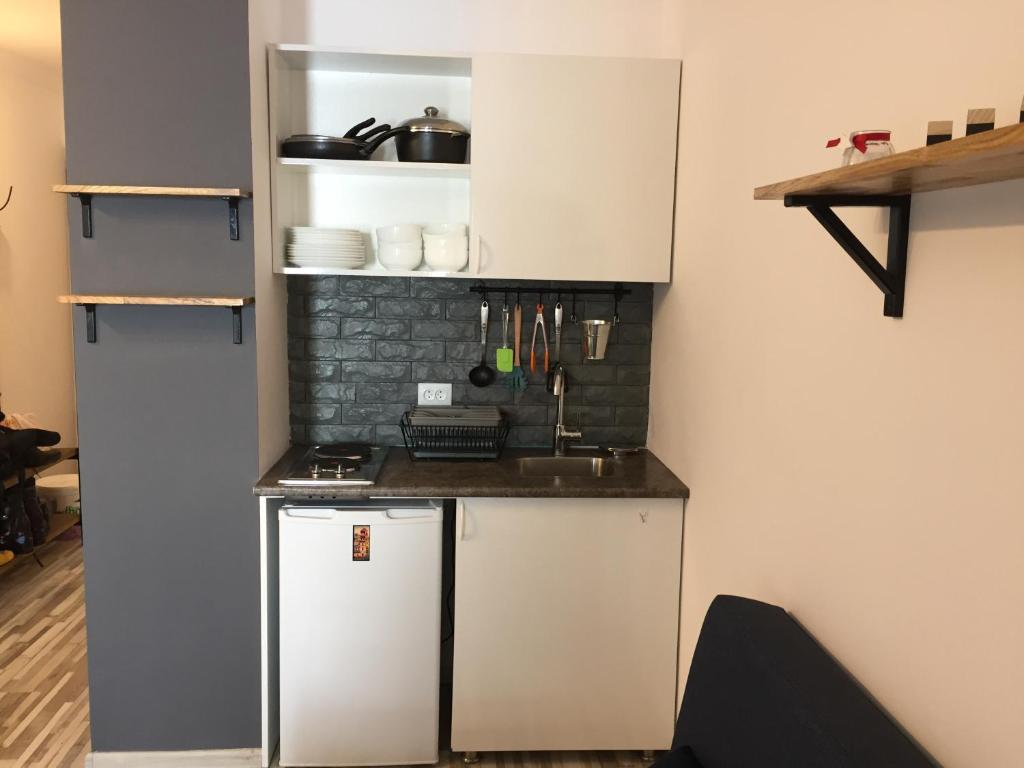Kuchyň nebo kuchyňský kout v ubytování Studio apartment #507 in Gudauri Loft