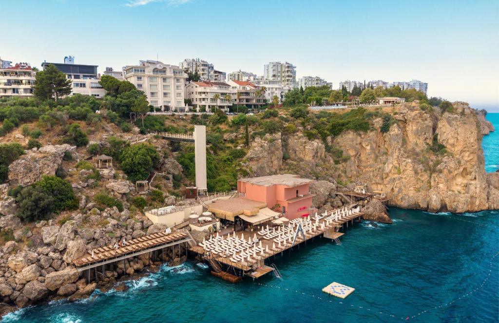 an aerial view of a resort over the water at Massimo Hotel - Adults Only 'Ex La Boutique Hotels' in Antalya