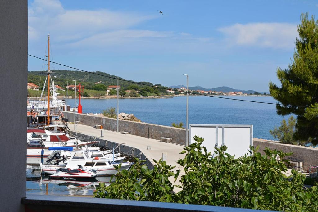 a bunch of boats are docked at a marina at Blazo jedan in Neviđane