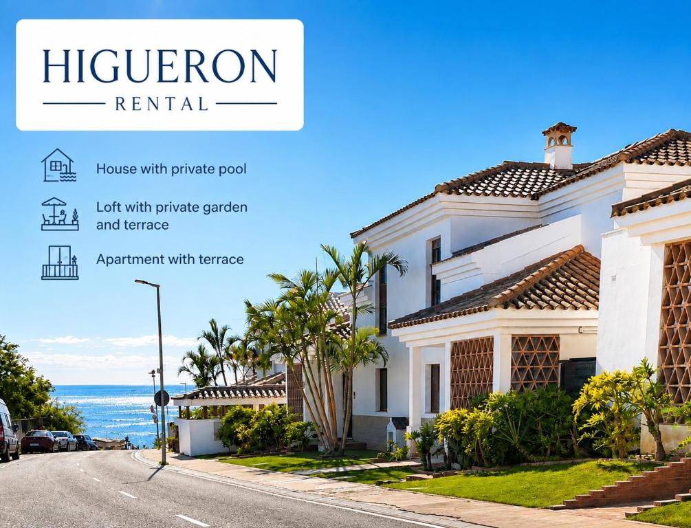 a house with private pool left with private garden and terrace apartment with fireplace at Rental Higueron Boutique Resort in Fuengirola