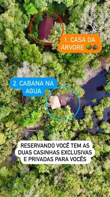 a map of a river with two circles at Casa da Arvore Experiencia com cafe da manha e ar condicionado in Santarém