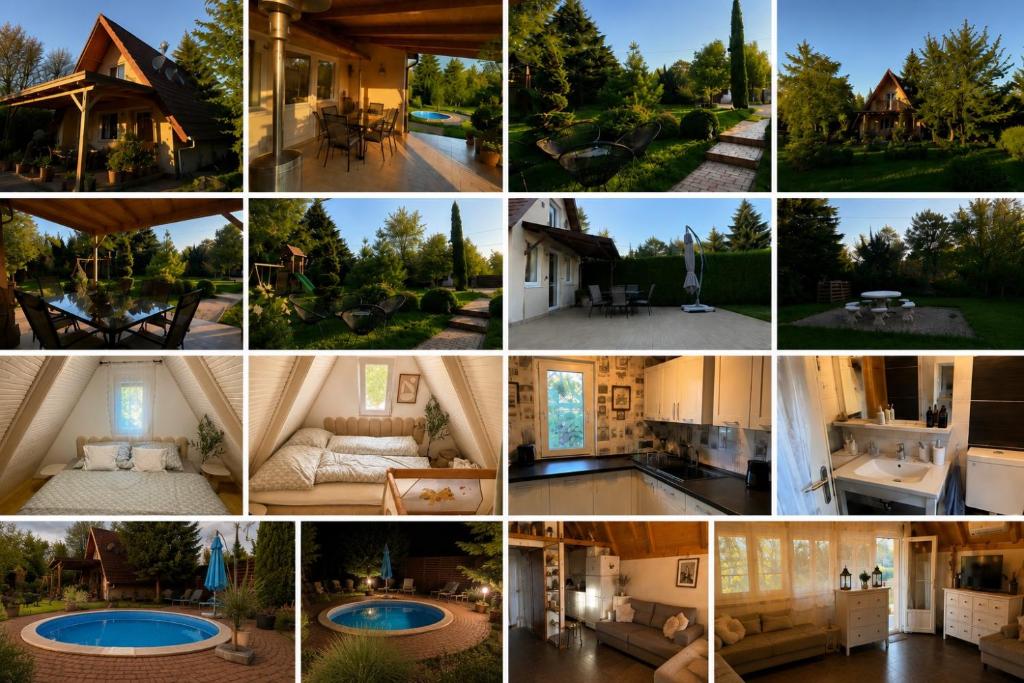 a collage of photos of a house at Harmónia és Béke Csopak in Csopak