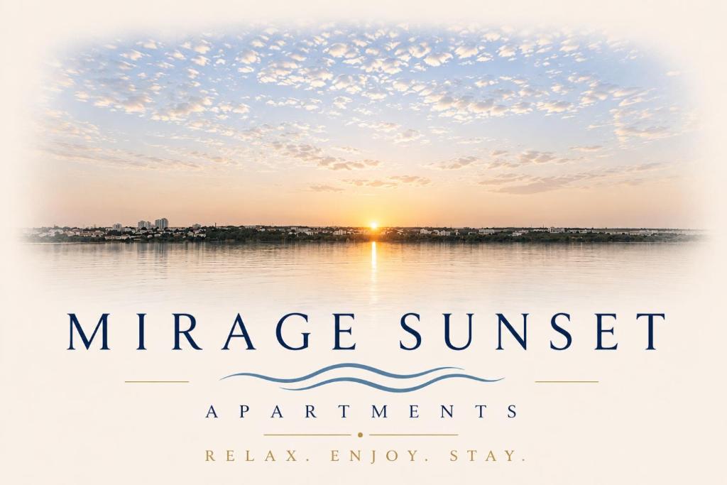 a sunrise over the water with a heart shape sunset at Aparthotel Mirage Sunset - zona Hotel Rex in Mamaia