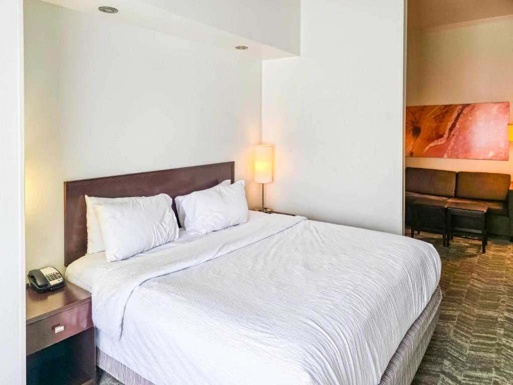 a bedroom with a large white bed in a room at Comfort Suites Ardmore in Ardmore