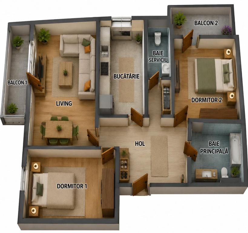 a rendering of a floor plan of a house at M Suite - close to the beach in Mangalia