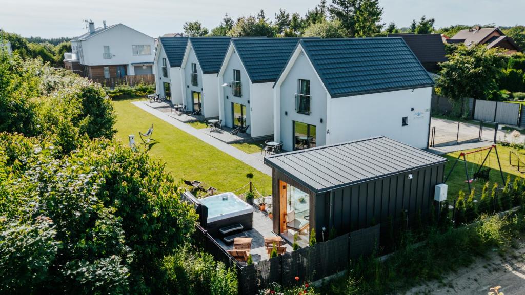 an aerial view of a row of houses at Baltic Breeze & Spa in Władysławowo
