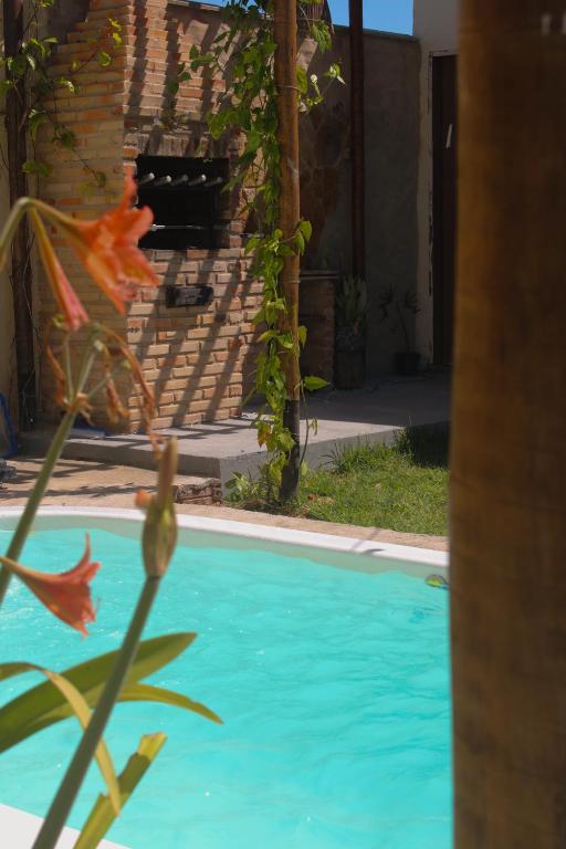 a view of a swimming pool with a flower at Wind Village Icaraizinho in Icaraí