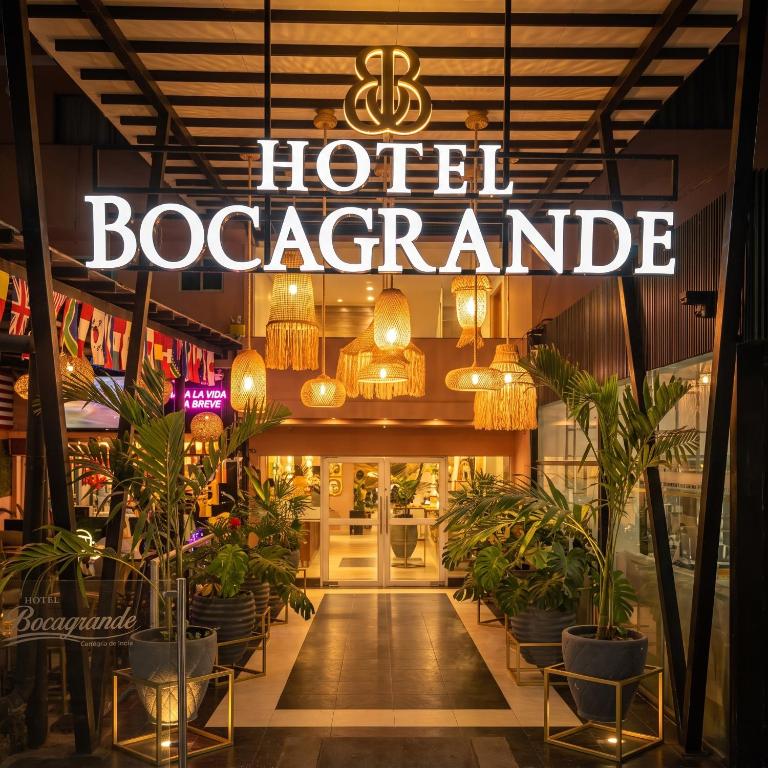 a hotel boacamande sign on the front of a building at Hotel Bocagrande Cartagena in Cartagena de Indias