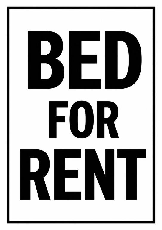 a sign with the words bed for rent at David s Guesthouse in Hallandale Beach