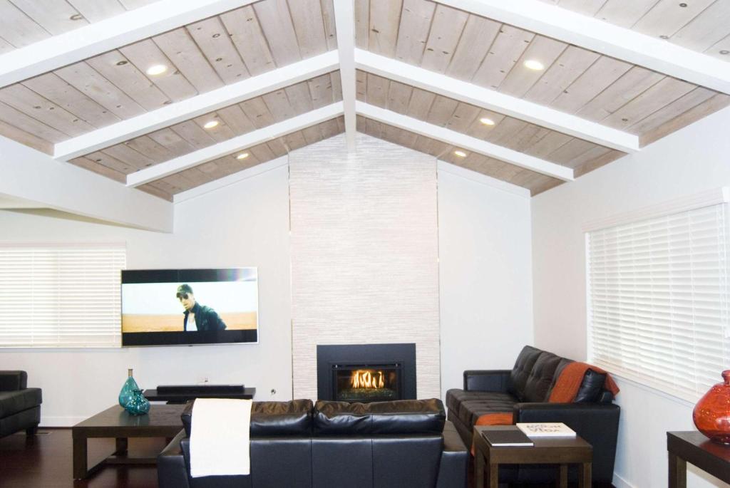 a living room with a couch and a fireplace at Silicon Valley Stays Casa Uno in Mountain View