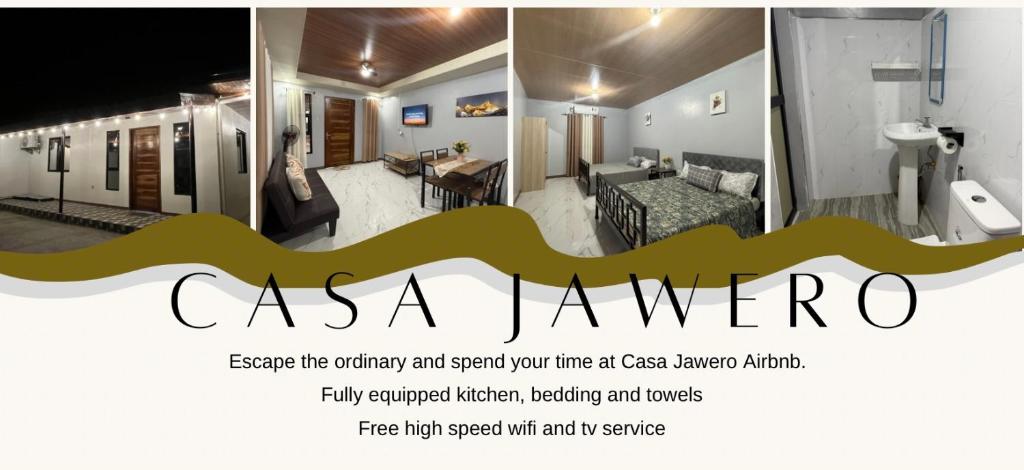 a collage of photos of a living room at Casa Jawero in Orani