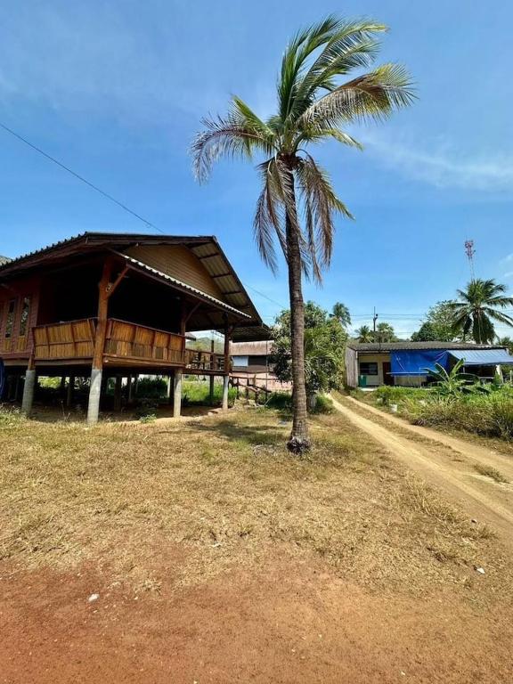 a palm tree next to a building with a palm tree at Thai Style House - Yao Noi in Ko Yao Noi